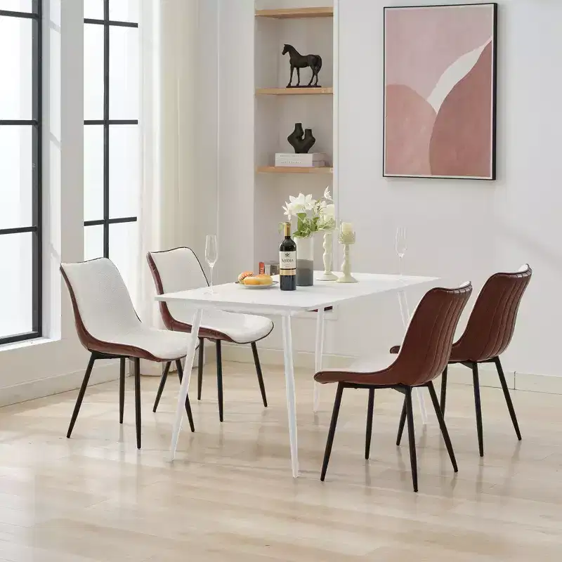 HYLEORY Modern 4-Piece Dining Chair, 4 Upholstered Leather Chairs, Seats 4