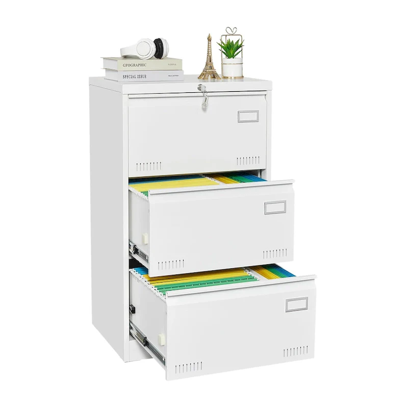 Metal Lateral 3 Drawer File Cabinet with Lock