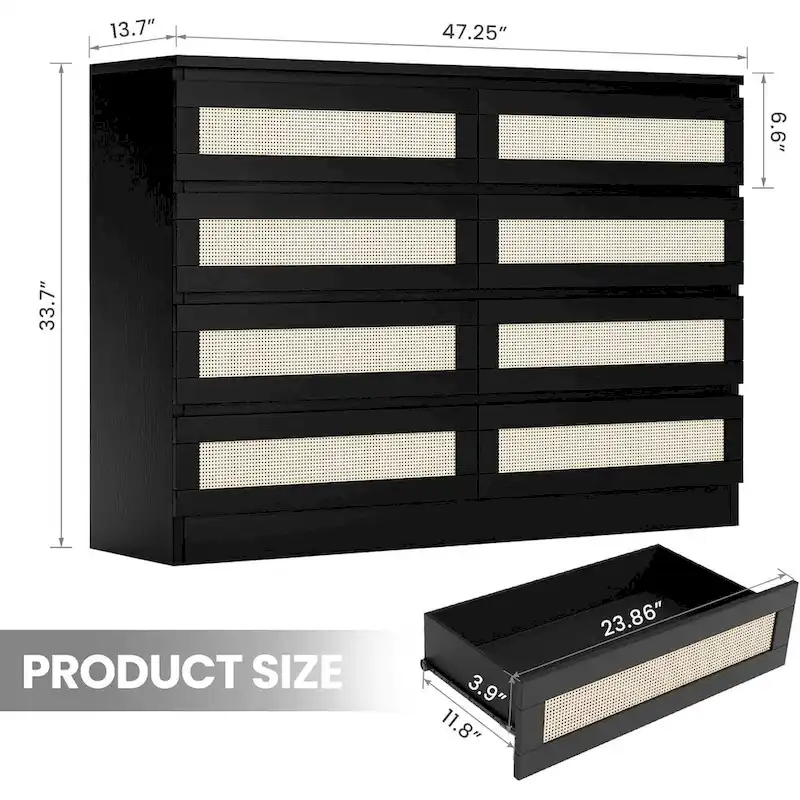 8 Drawer Double Dresser, Wooden Dresser Chest