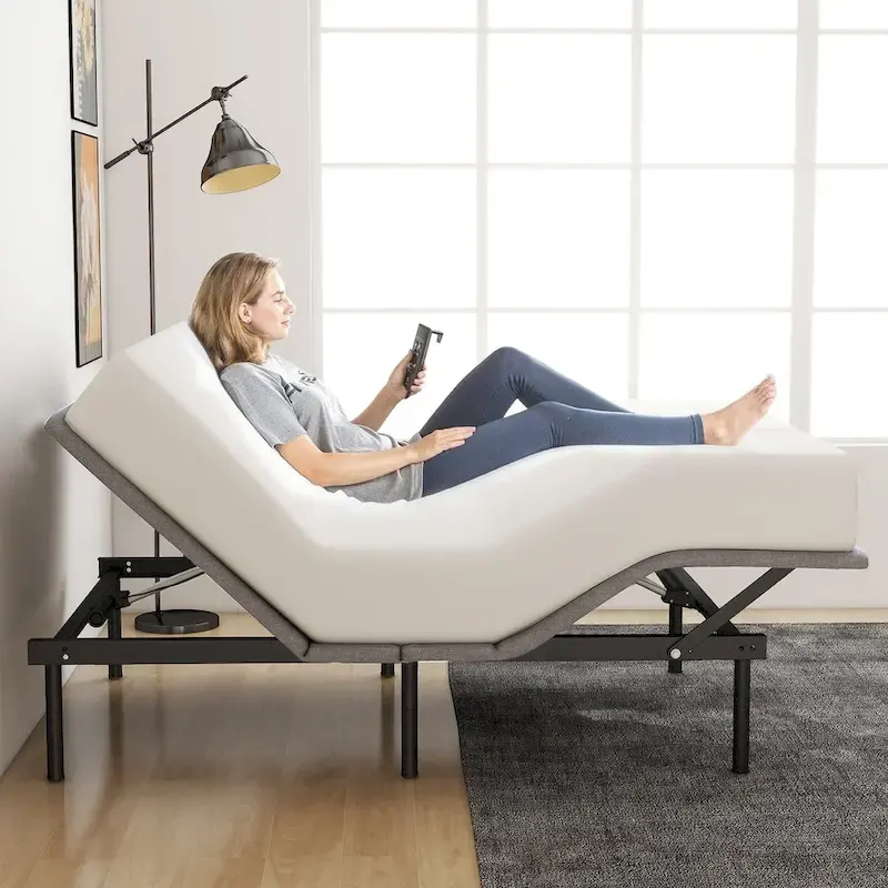 Black Adjustable Bed Base, Head & Foot Incline, Wireless Remote, For 1–2 Person