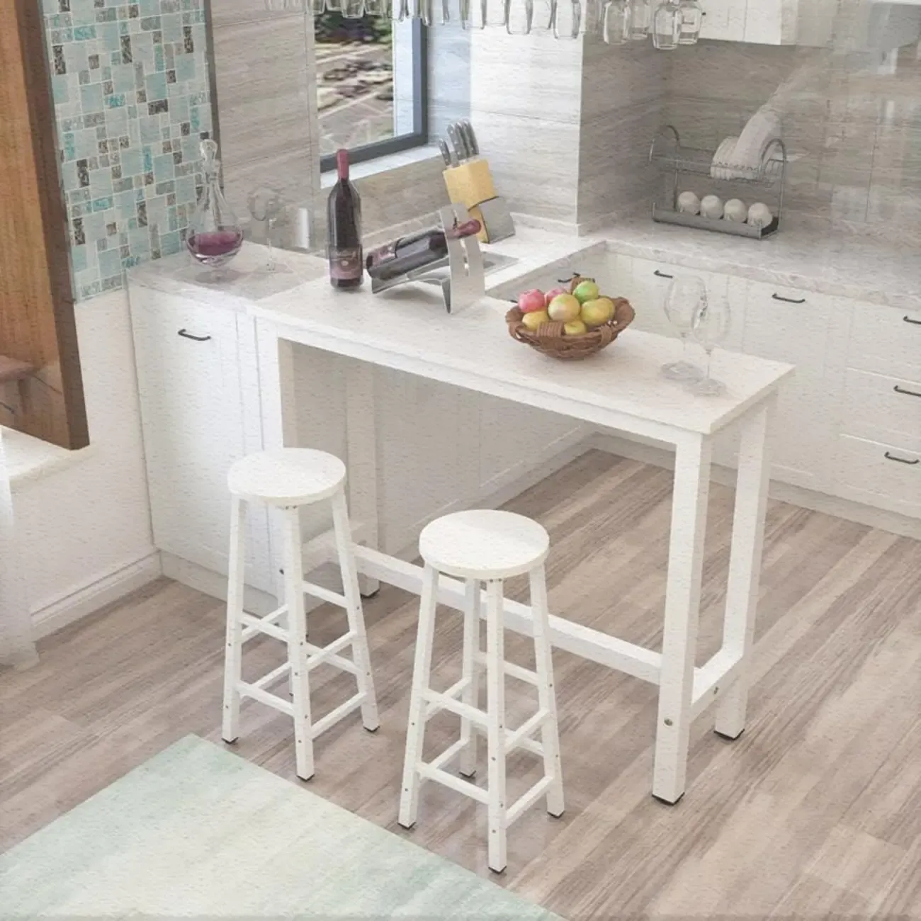 Modern Black-White Metal Structure Bar Tables