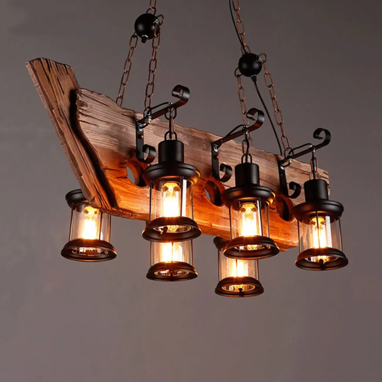 Industrial Island Light Brown Steampunk Cylindrical Pendant Light