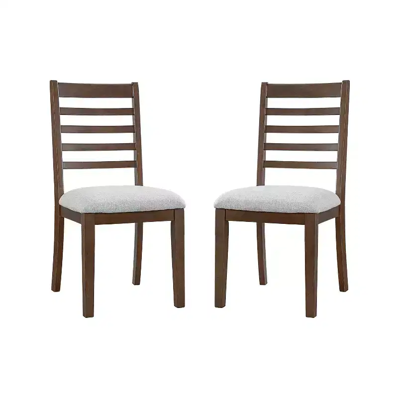 Set of 2/4 Farmhouse Dining Chairs Upholstered Dining Chairs Armless Chairs with High Ladder Back, Natural/Brown+Beige-ModernLuxe