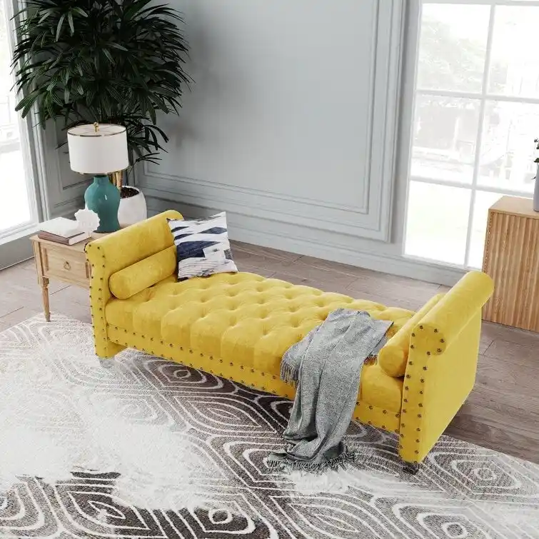 Haven Chesterfield Velvet Upholstered Bench 72  - 71.0 In. W X 28.0 In. H X 29.0 In. D