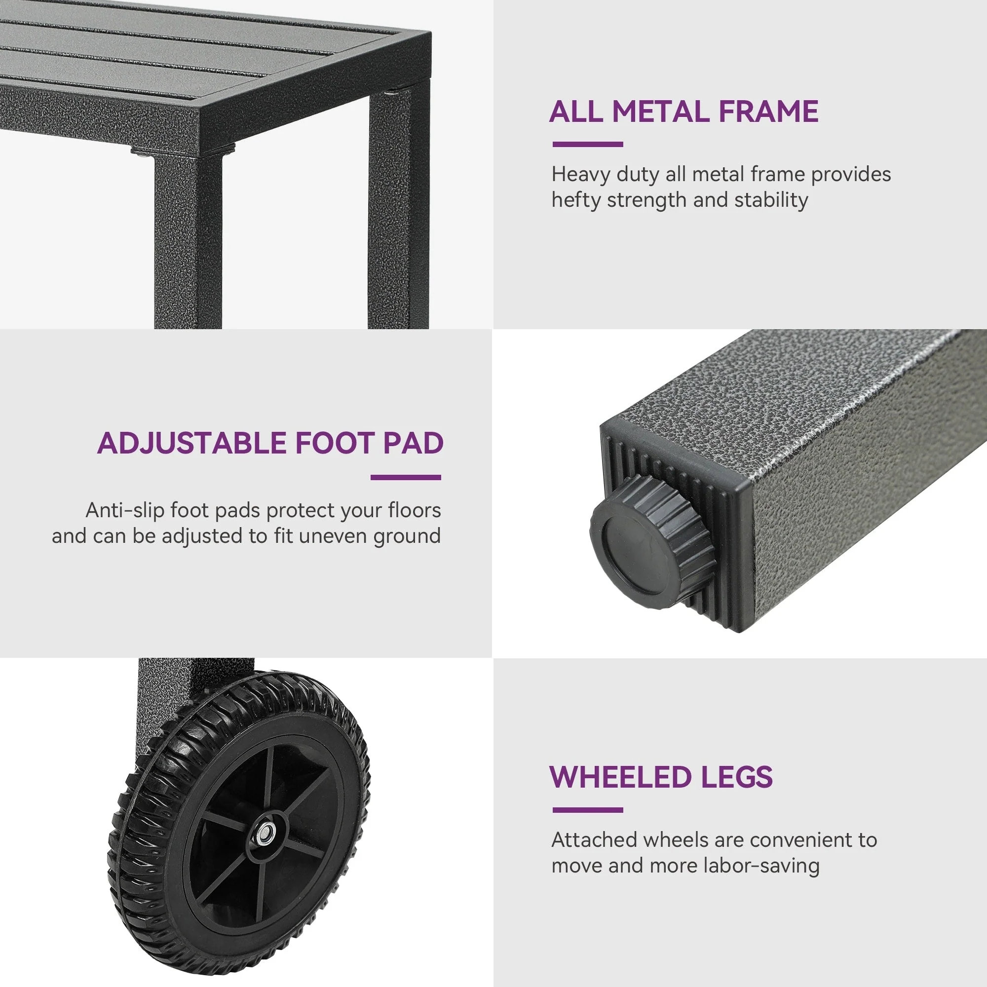 Moasis Patio Metal Counter Table Bar Table with Wheels