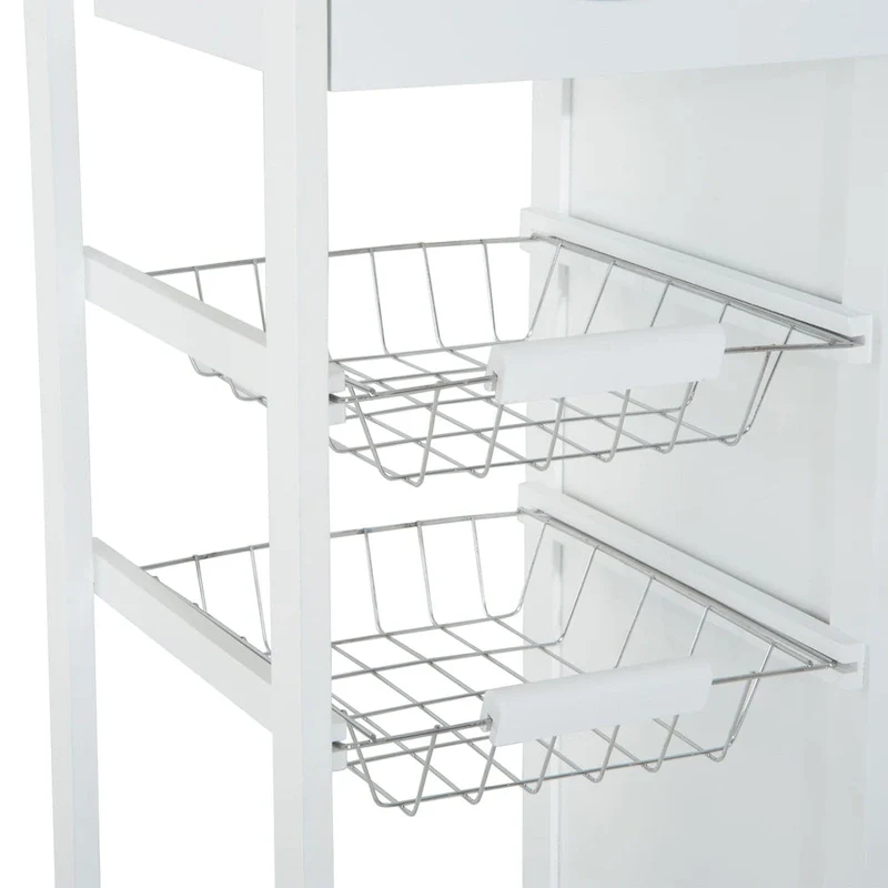 HOMCOM 28 White Rolling Kitchen Trolley Serving Cart