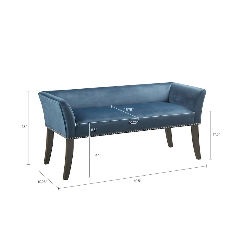 Madison Park Welburn 49.5 Upholstered Bench with Back & Wood Legs