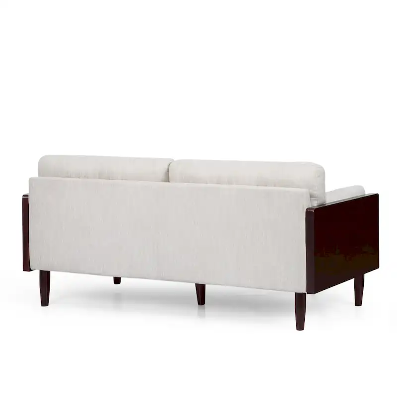 Sofa, 77 Inch, 2 Seater, Retro Style Tapered Wood Legs, Plush Beige
