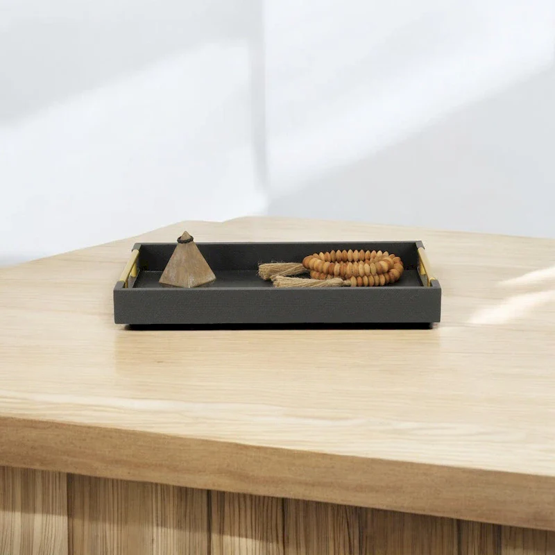 Lusan Faux Shagreen Tray with Handles