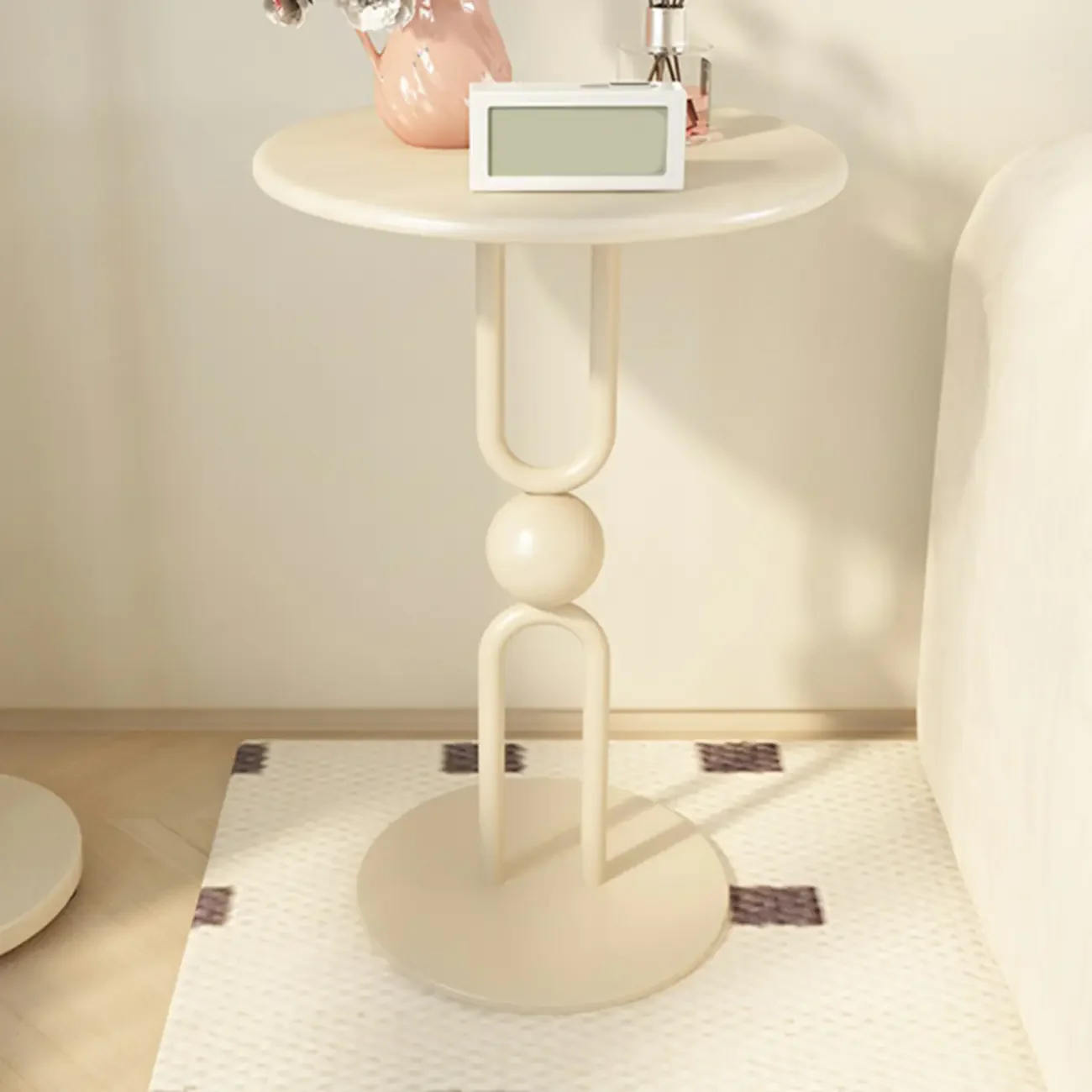 Living Room Glossy Black Metal Round Side Table