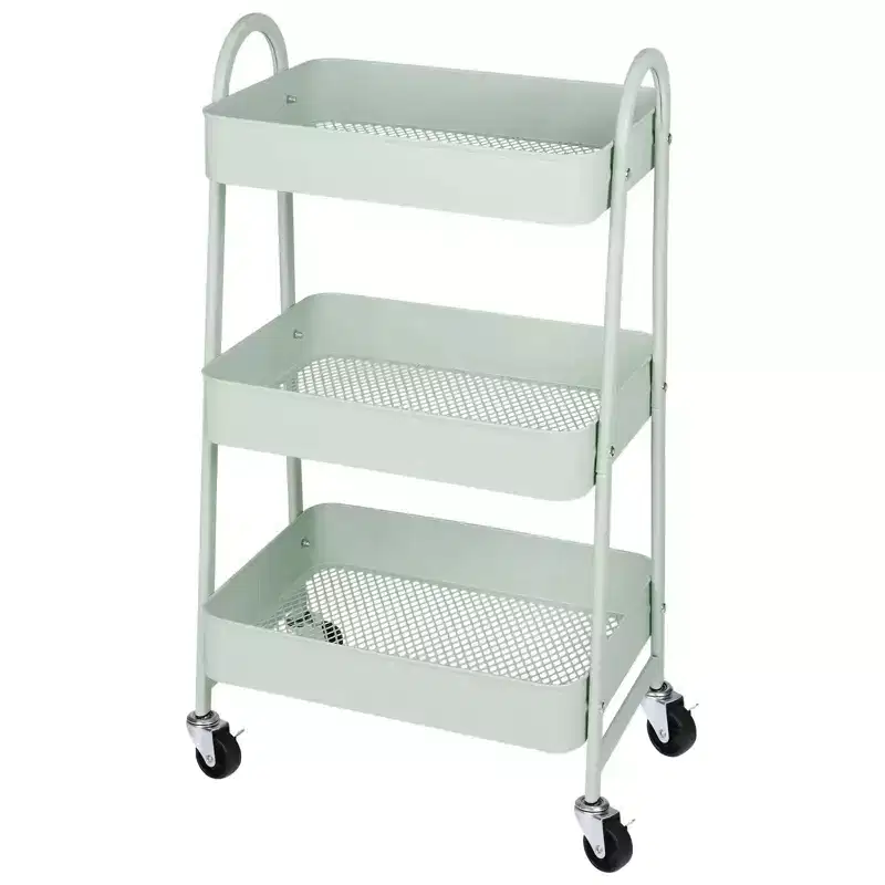 JIONJOY 3 Tier Utility Rolling Cart, Premium Metal Mobile Storage Cart with Lockable Wheels, Ultimate Organizer for Every Room in the House