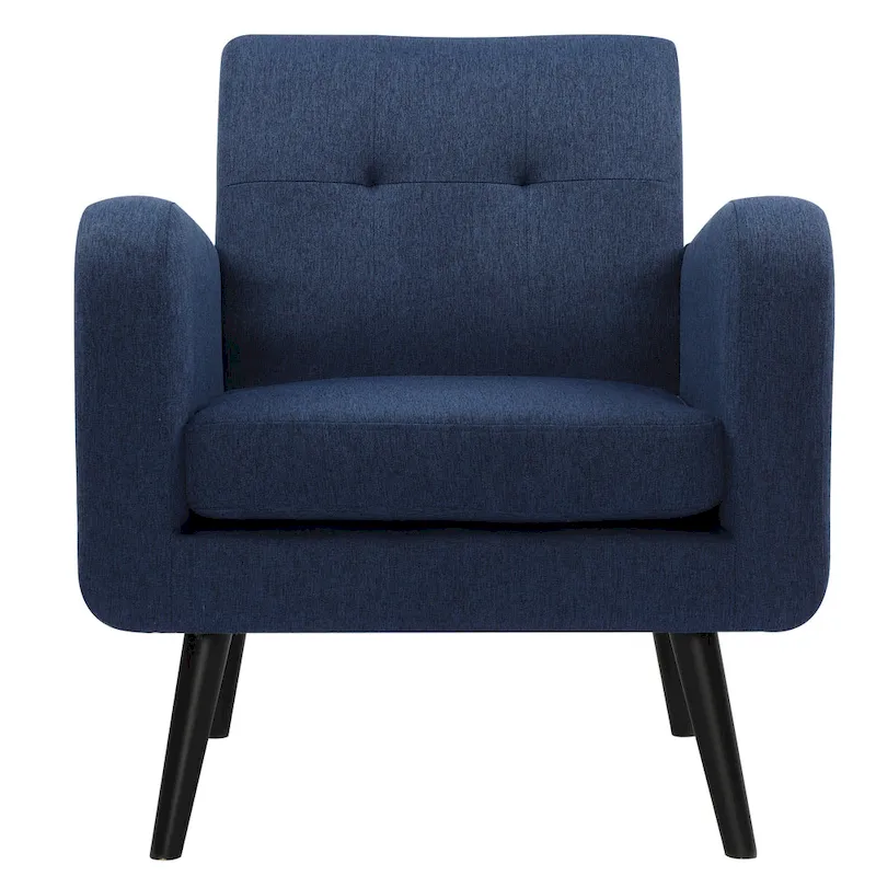 Mid-Century Modern Accent Chair with Tufted Back, Armrests, Polyester Fabric Upholstery, 29.75