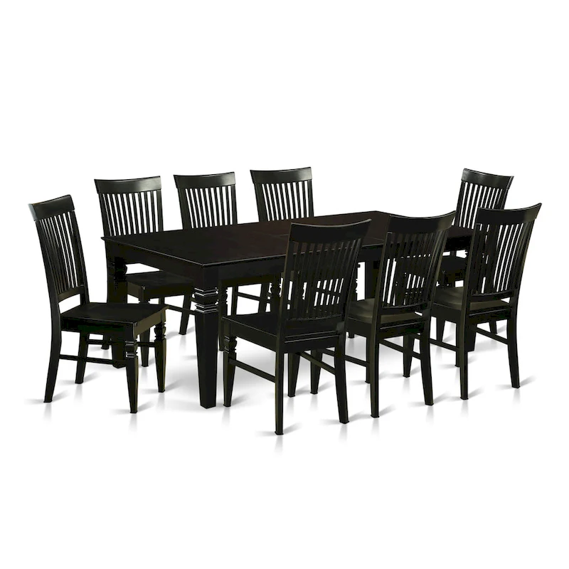 East West Furniture Dining Room Furniture Set- a Rectangle Kitchen Table and Dining Chairs, Black (Pieces Options)