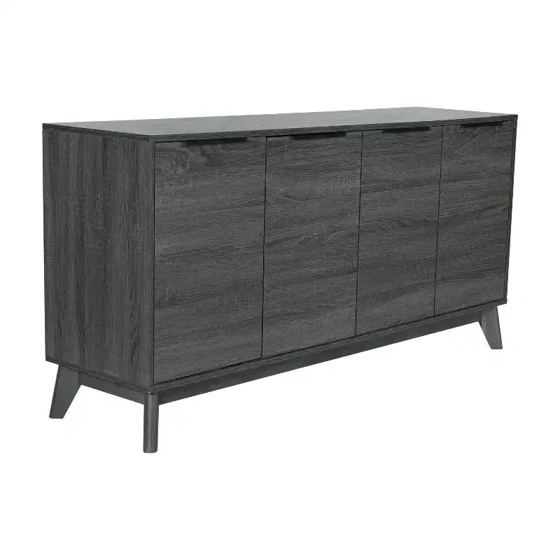 Flash Furniture Hatfield Mid-Century Modern 4 Door Storage Buffet Sideboard, 4 Soft Close Doors, Adjustable Shelves, TV Stand for up to 64 TV's