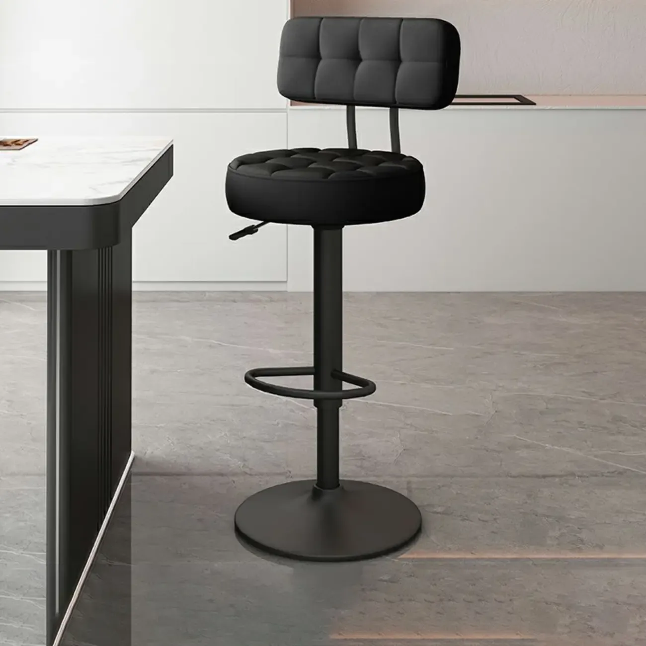 Leather Upholstered Adjustable Swivel Bar Stools