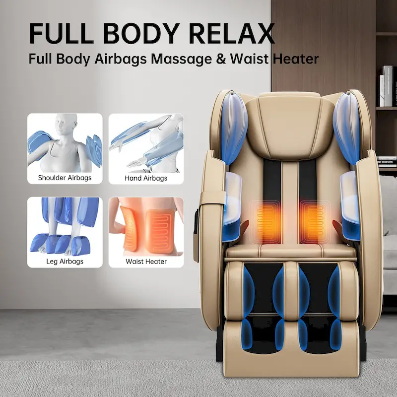 heated Full Body Massage Chair with zero gravity mode and Bluetooth music player