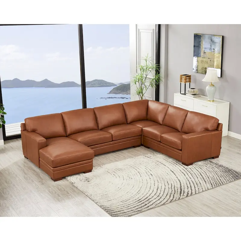 Hydeline Dillon Top Grain Leather Left-Facing Sectional Sofa with Chaise