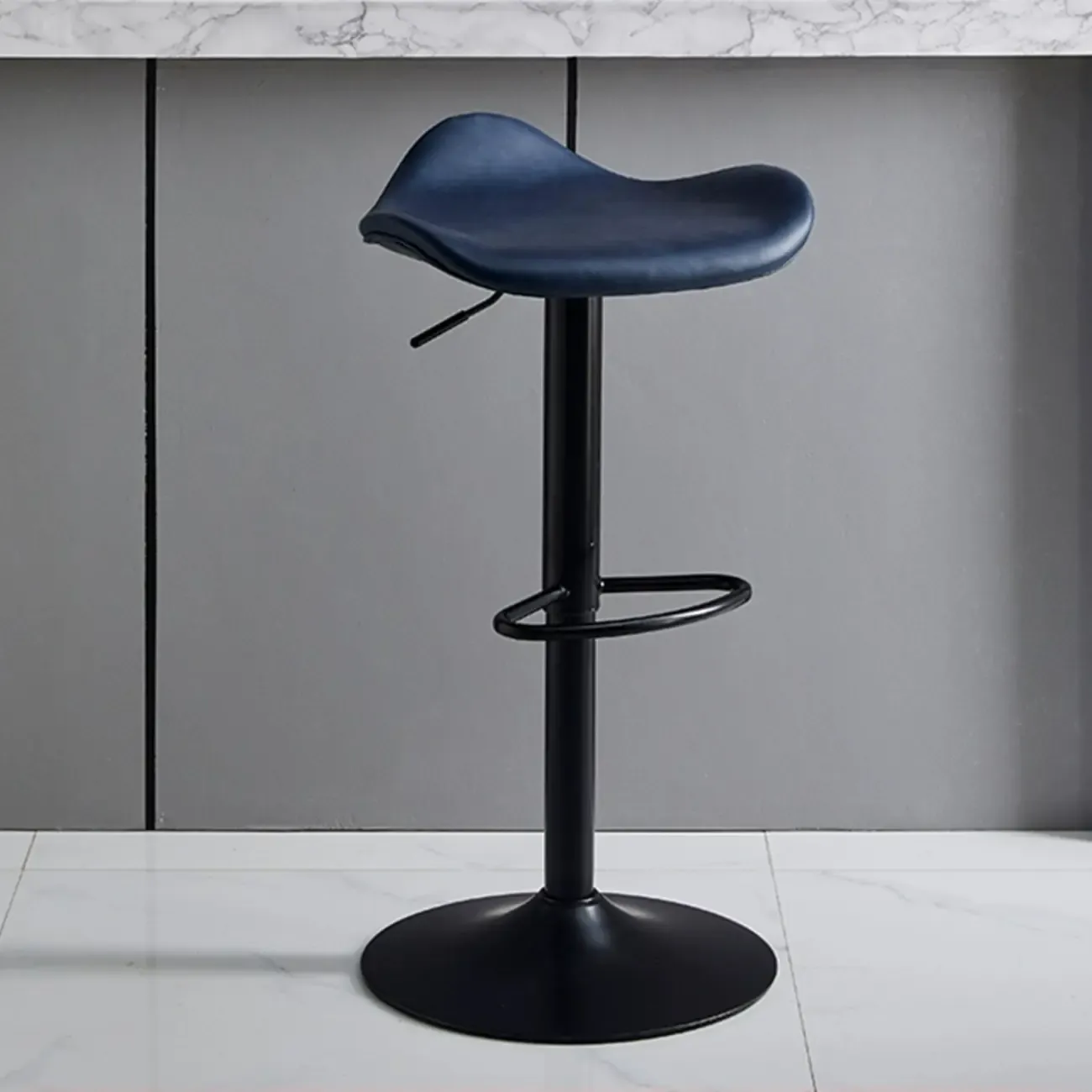 Saddle Black Pedestal Swivel Adjustable Bar Stool