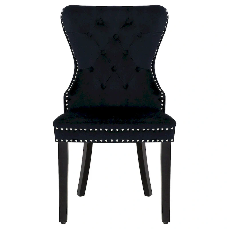 Grandview Tufted Wingback Dining Chair (Set of 4) with Nailhead and Ring Pulls