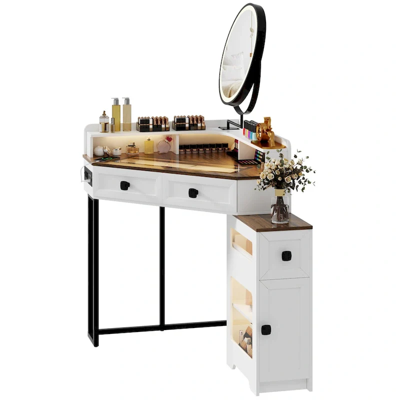 Corner Makeup Vanity With Mirror