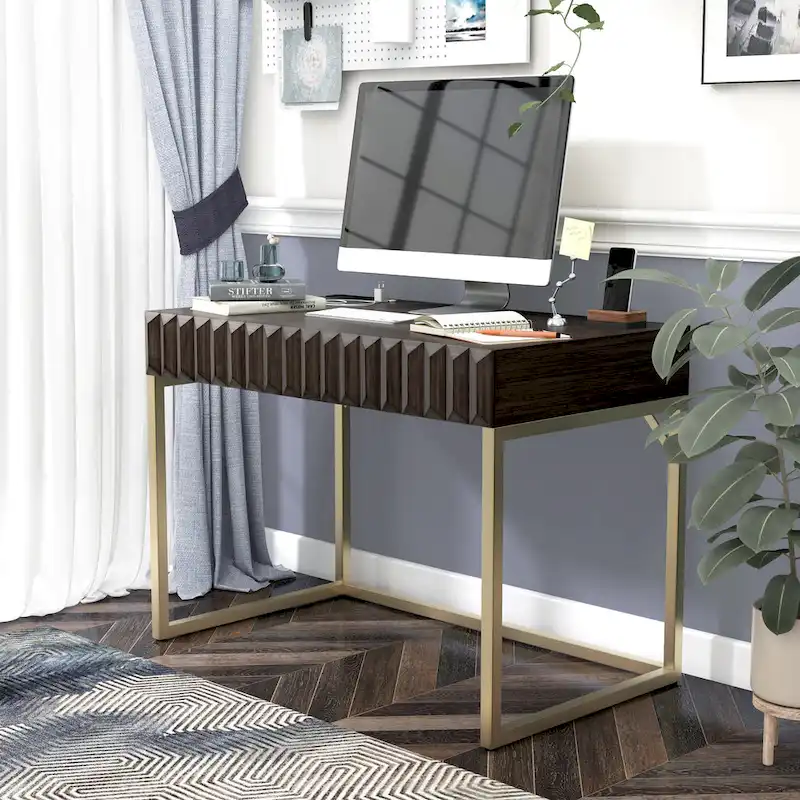Bird Modern 42-inch Metal Computer Desk with USBs by Furniture of America