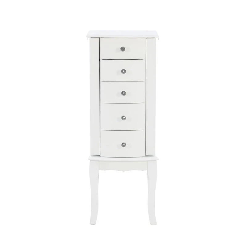 Scalloped Jewelry Armoire with Drawers - 35.5 - White