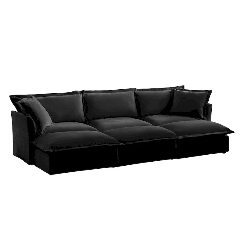 120 Chenille 3-Seater Sectional Sofa with 3 Ottomans