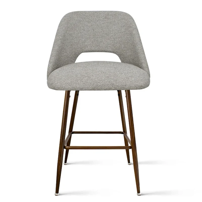 Upholstered Modern Bar Stool Walnut Leg (Set of 2)