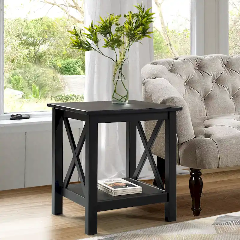 Ripplewood Farmhouse X-Base Side End Table