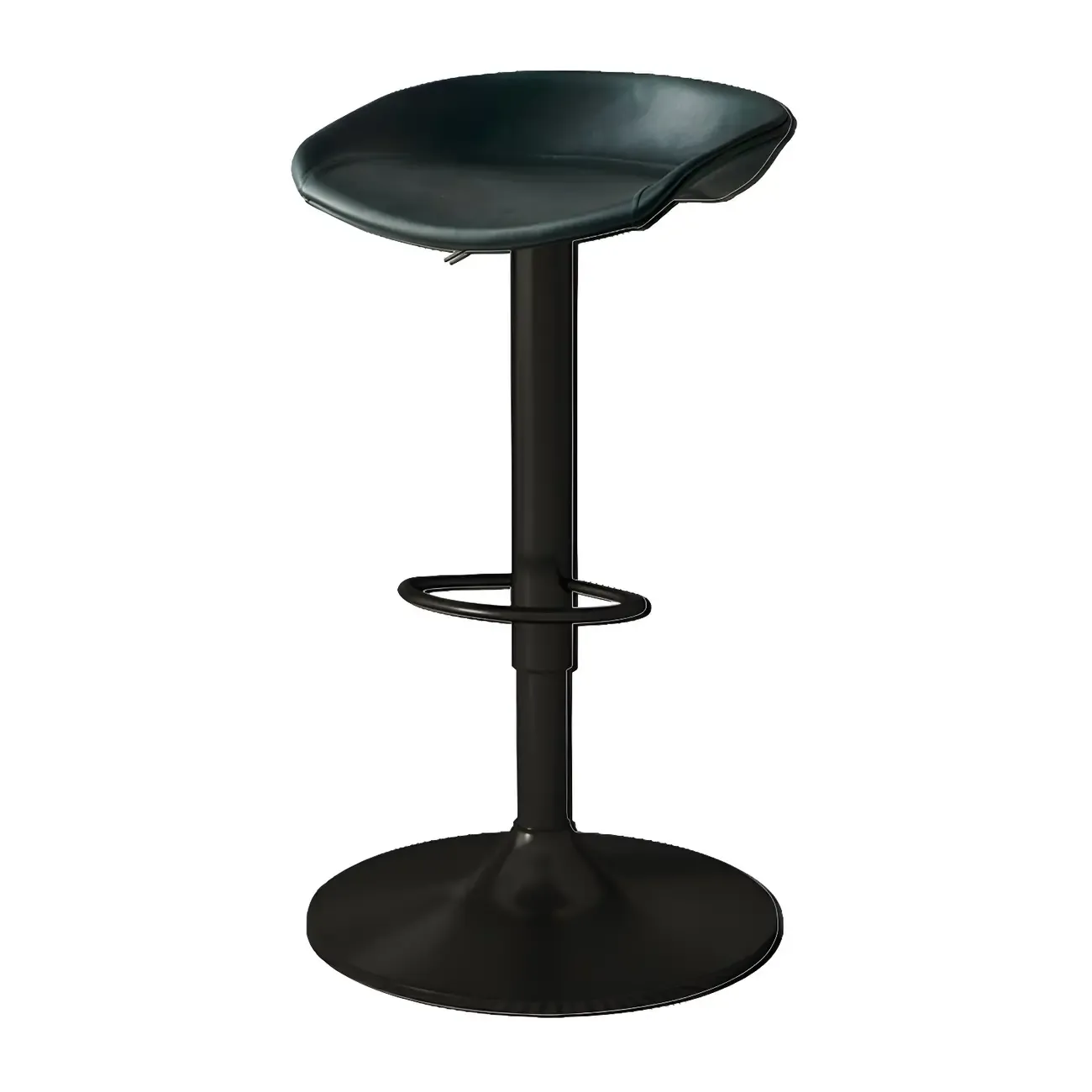 Modern Leather Black Pedestal Swivel Adjustable Bar Stool