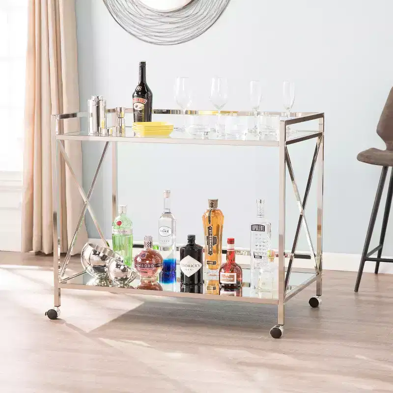 Maxton Bar Cart - Silver/Charcoal - SEI
