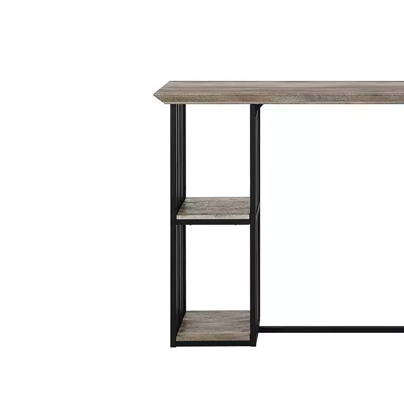 Acme Furniture 47" Zudora Dining Table Antique Oak Sandy Black Finish: Sturdy Metal Pedestal Base, Seats 2