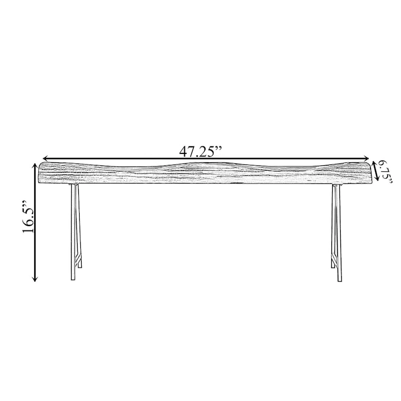 Rustic Carved Wood Natural Log Accent Bench