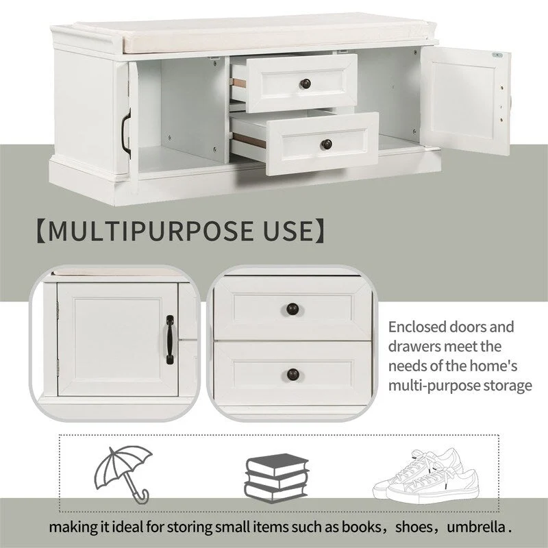 Shoe stool, 2 drawers, 2, removable pads, living room locker, entrance