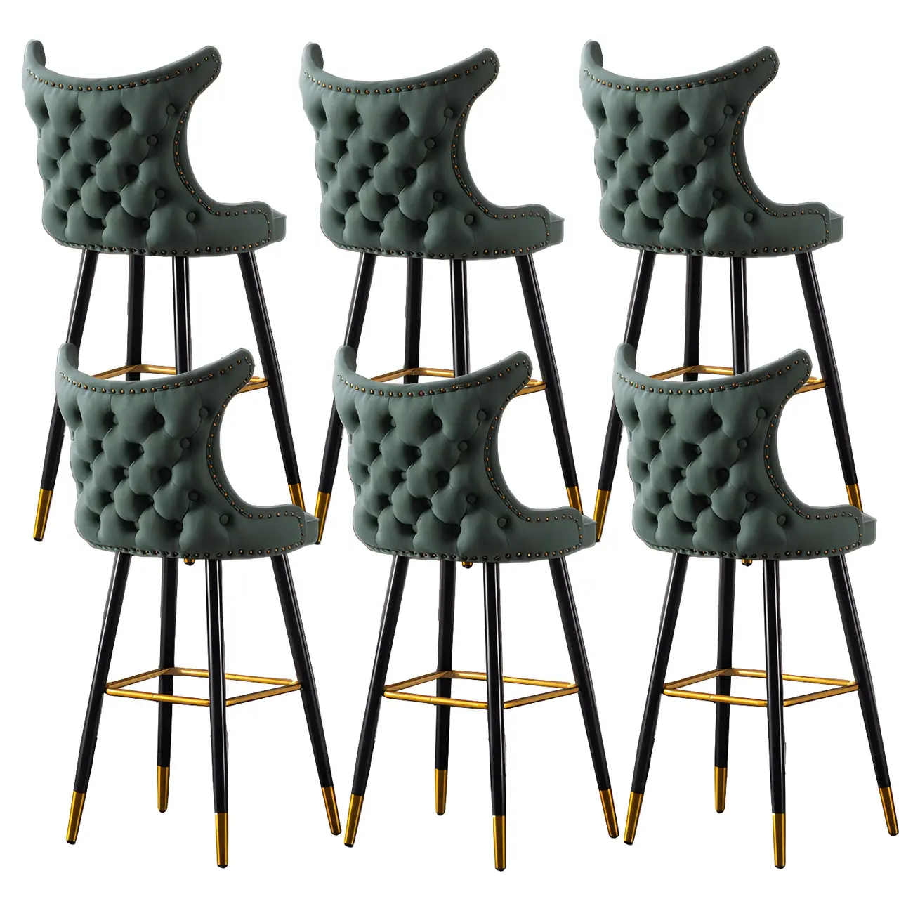 Velvet Upholstered Wingback Counter Height Bar Stools