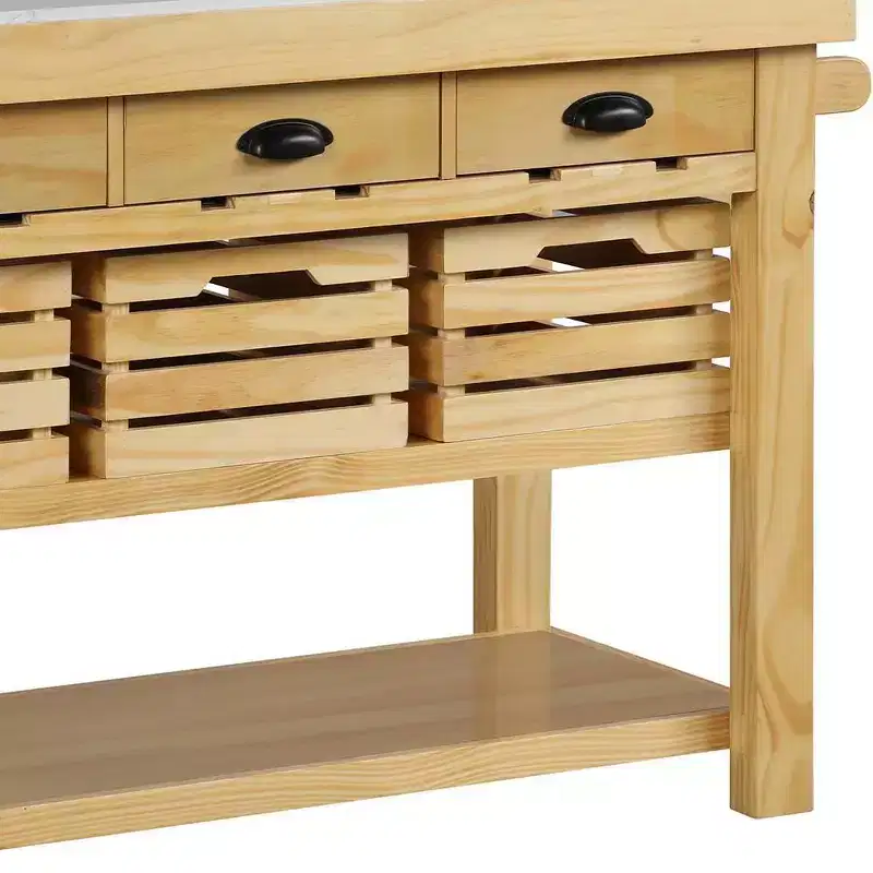 Acme Furniture Grovaam Kitchen Island Marble Top/Natural Finish