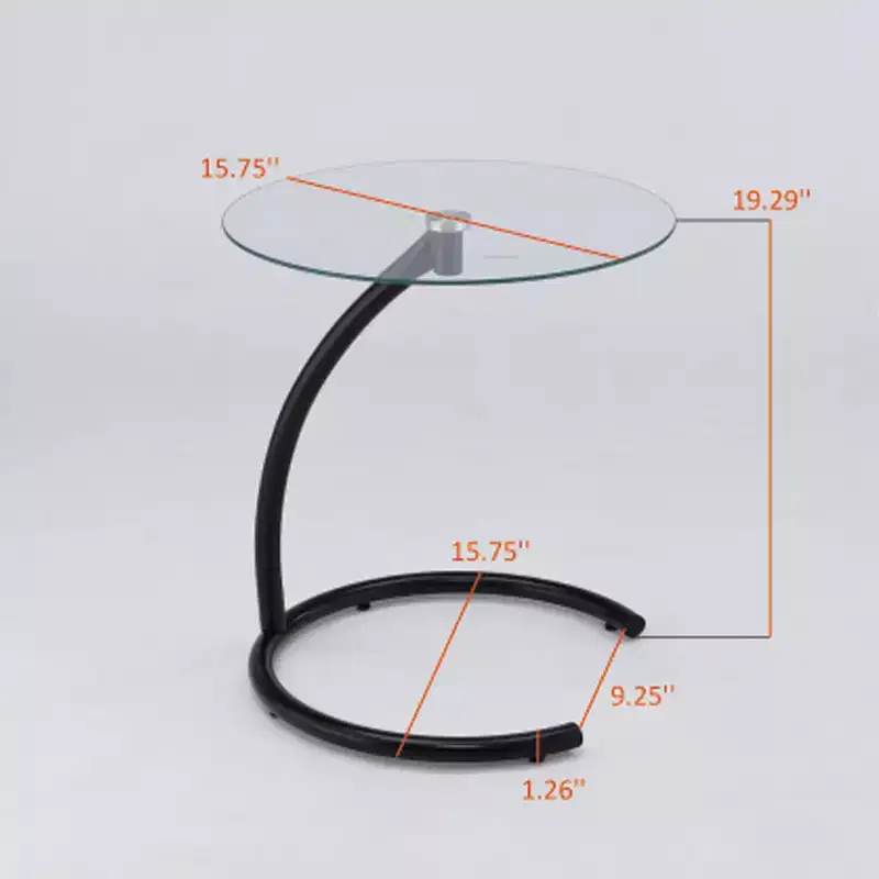 Kings Brand Furniture Round Glass End Table  metal side table with tempered glass top, ideal for living room, bedroom, or office