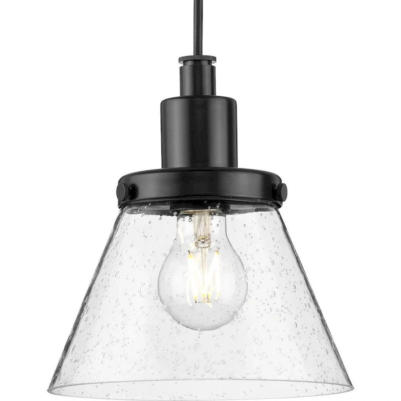 Hinton Collection One-Light Brushed Nickel Modern Farmhouse Pendant - 8 in x 8 in x 8.62 in