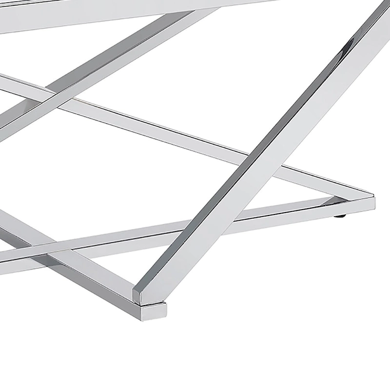 Starrla Glam Chrome Glass Top 2-Piece Coffee Table Set by Furniture of America