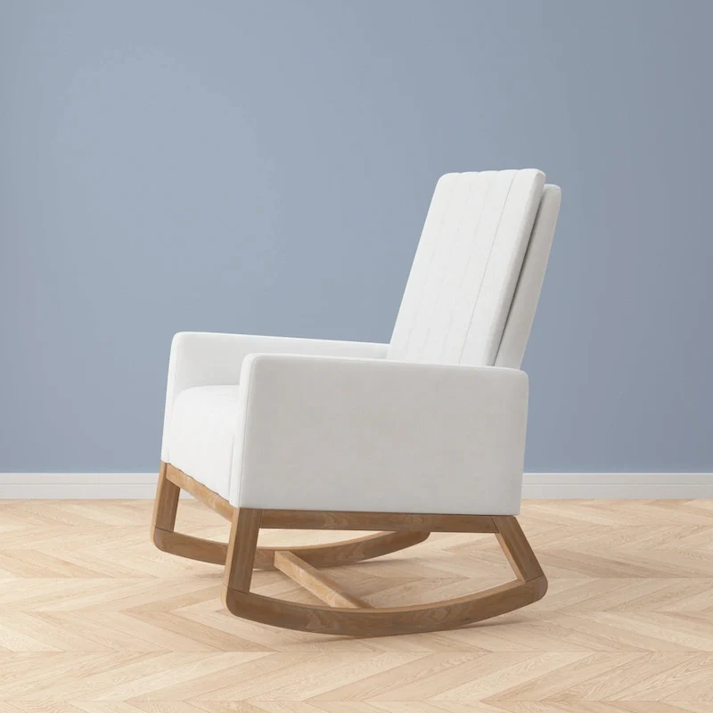 Adjustable Rocking Chair, Nursery Glider Chair with Adjustable High Back and Foot Rest