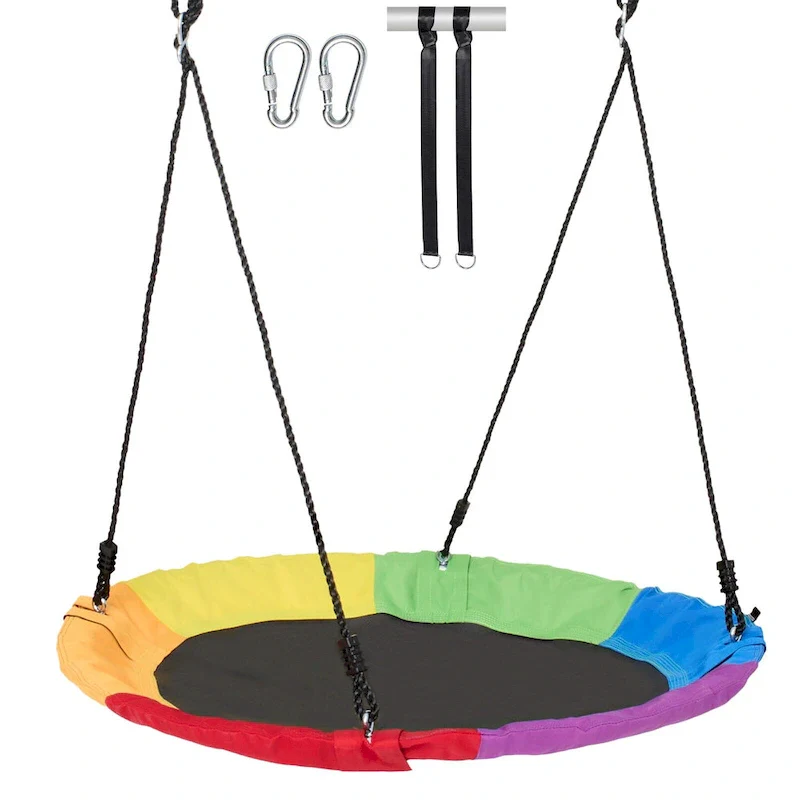 Tree Swing Hanging Straps and Adjustable Multi-Strand Ropes, Round Swing for Kids Outdoor