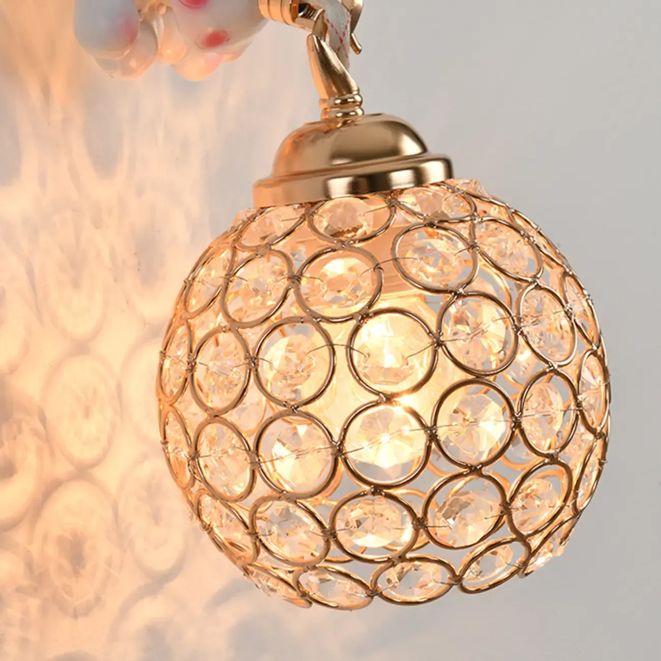 Kids Rabbit-Shaped Resin Wall Sconce with Crystal Shade