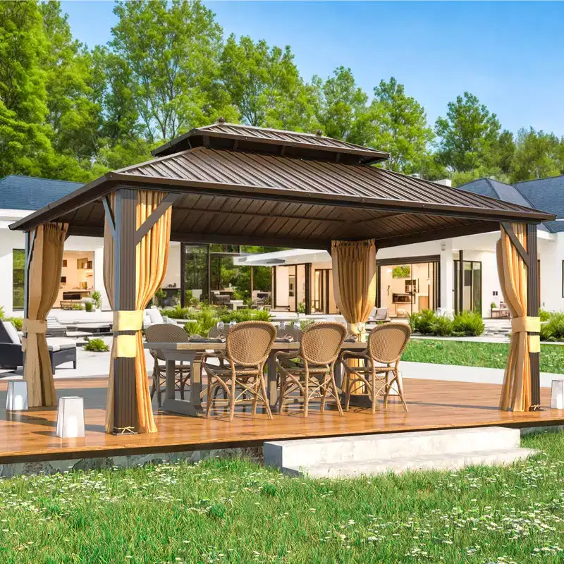 EROMMY 12 Ft. W x 16 Ft. D Metal Patio Gazebo