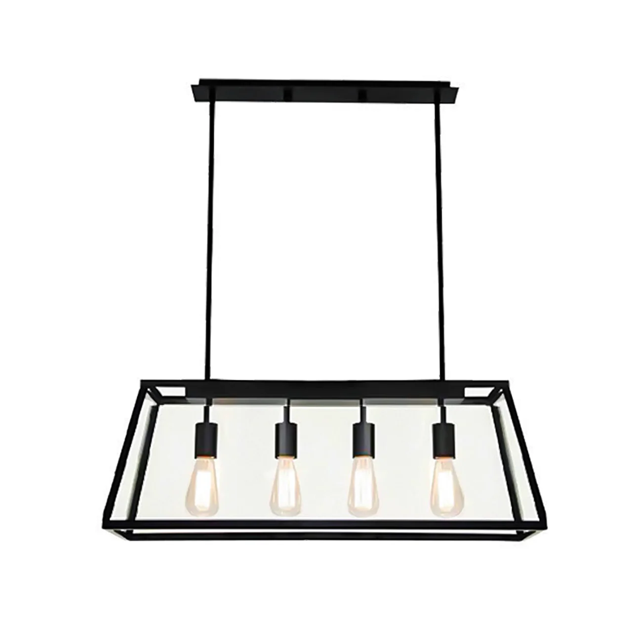 Industrial Black Rectangle Adjustable Kitchen Island Light