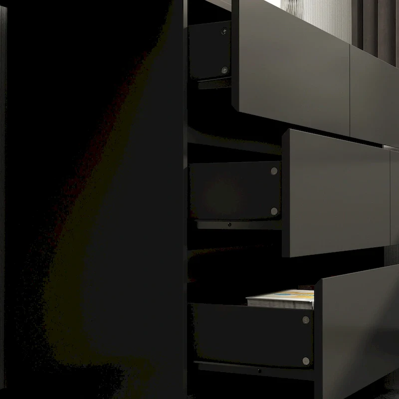 White/Black 6-Drawer Rotating Dresser & Desk Combo, 1-Person