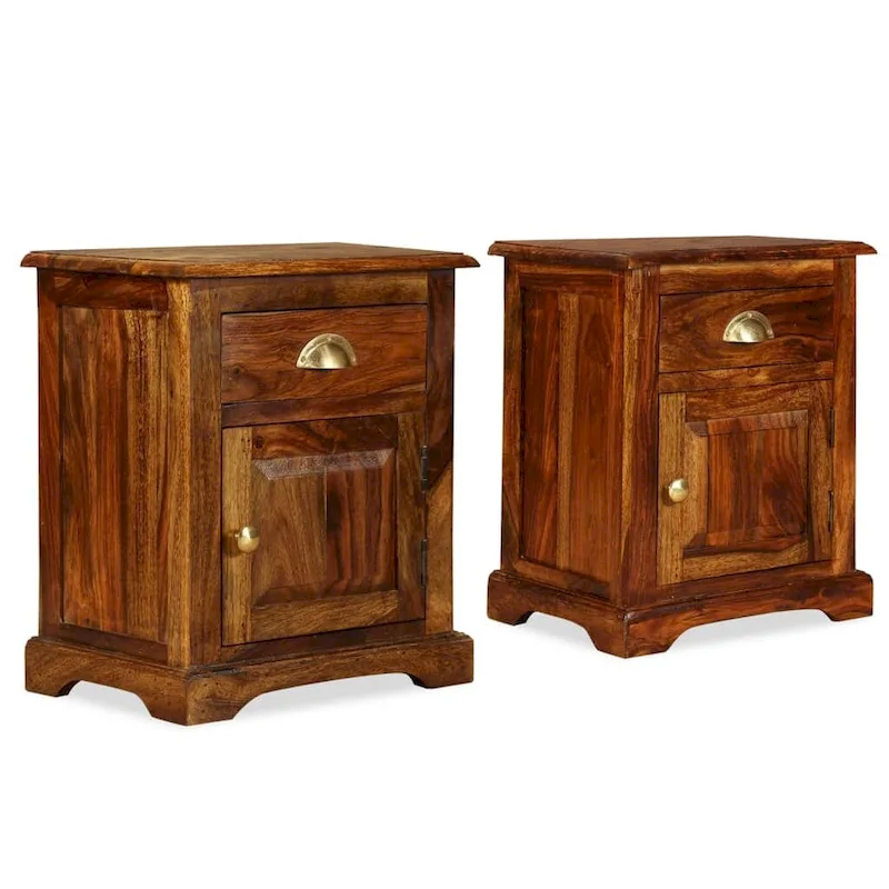 vidaXL Bedside Cabinet 2 pcs 15.8x11.8x19.7 Solid Sheesham Wood