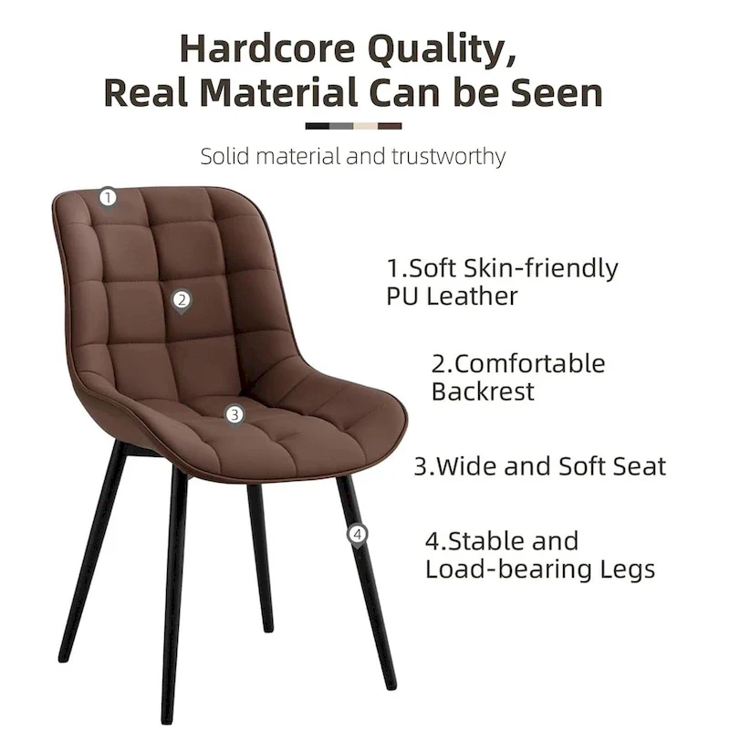 XINMICS Modern Upholstered Faux Leather Dining Chairs Set of 2