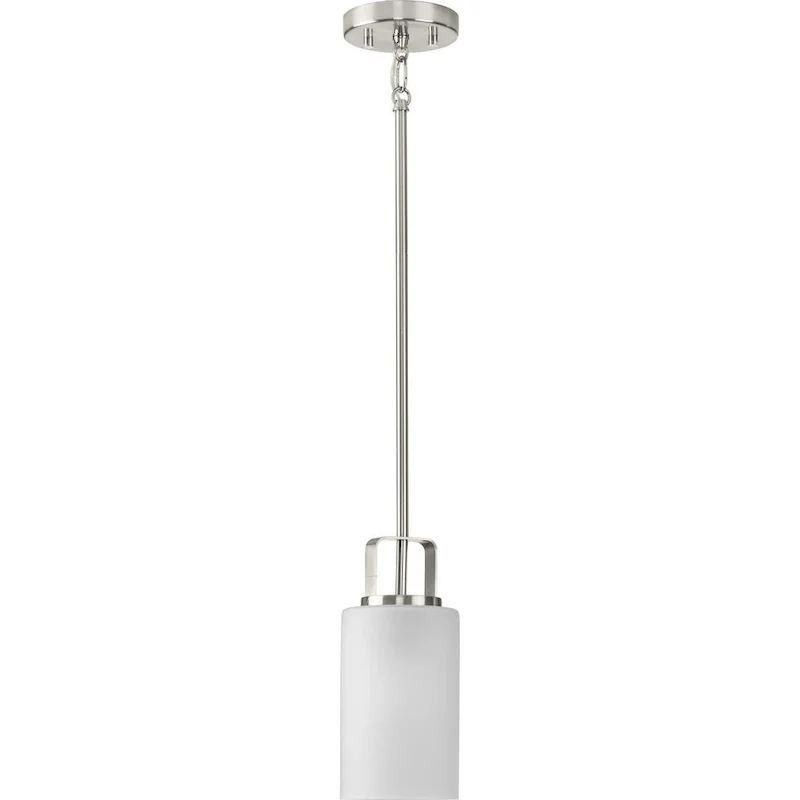 League Collection One-Light Brushed Nickel Farmhouse Mini-Pendant - 5 in x 5 in x 11 in