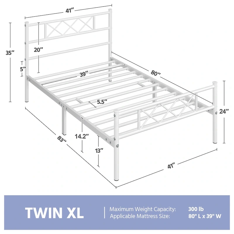 Yaheetech Metal Bed Frame Mattress Foundation with Slatted Bed Base
