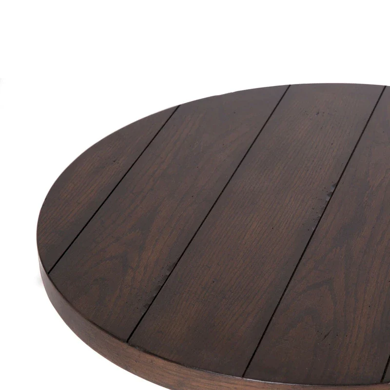 Sedona Kona Brown End Round End Table Heavy Oak Planked Top